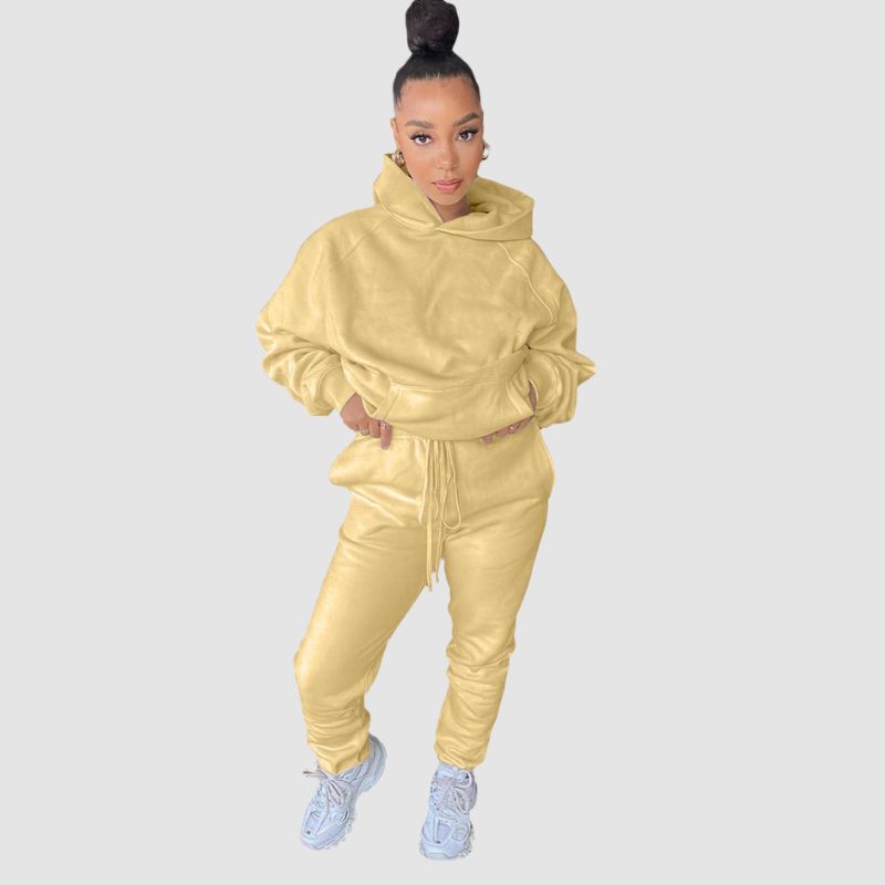 Solid Color Hoodies Set