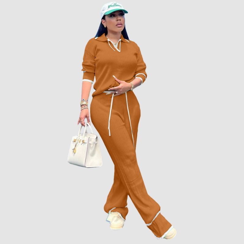 Casual Wide Leg Pant Knit Set