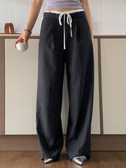 Patchwork Stripe Contrast Color Wide Leg Pants