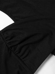 Solid Splice Cutout Backless Long Sleeve Tee