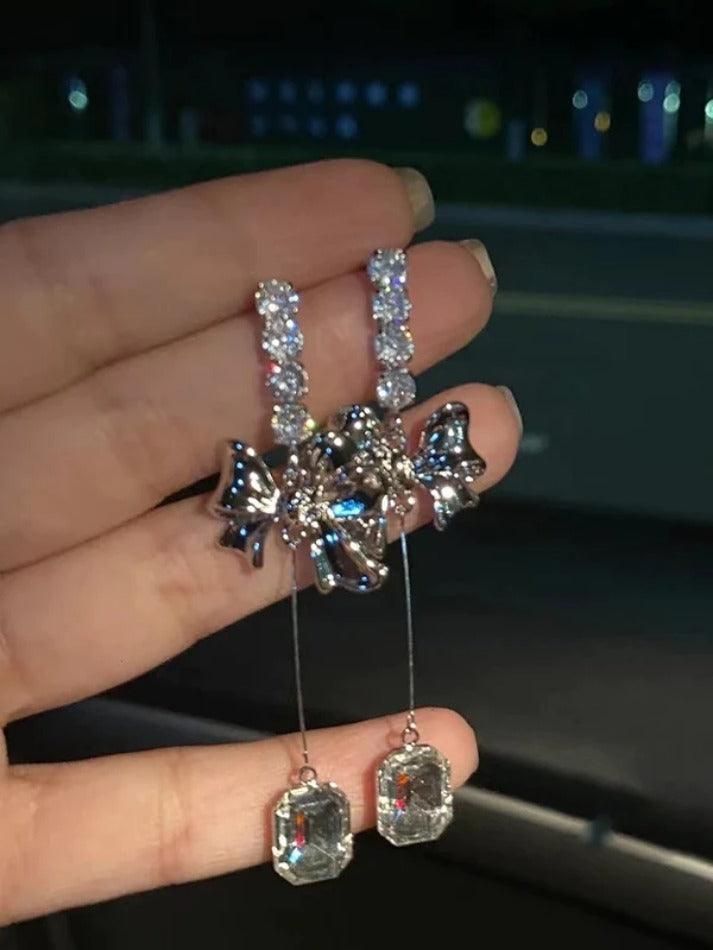 Bow Zircon Pendant Drop Earring