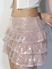 Sequin Tiered Mini Skirt