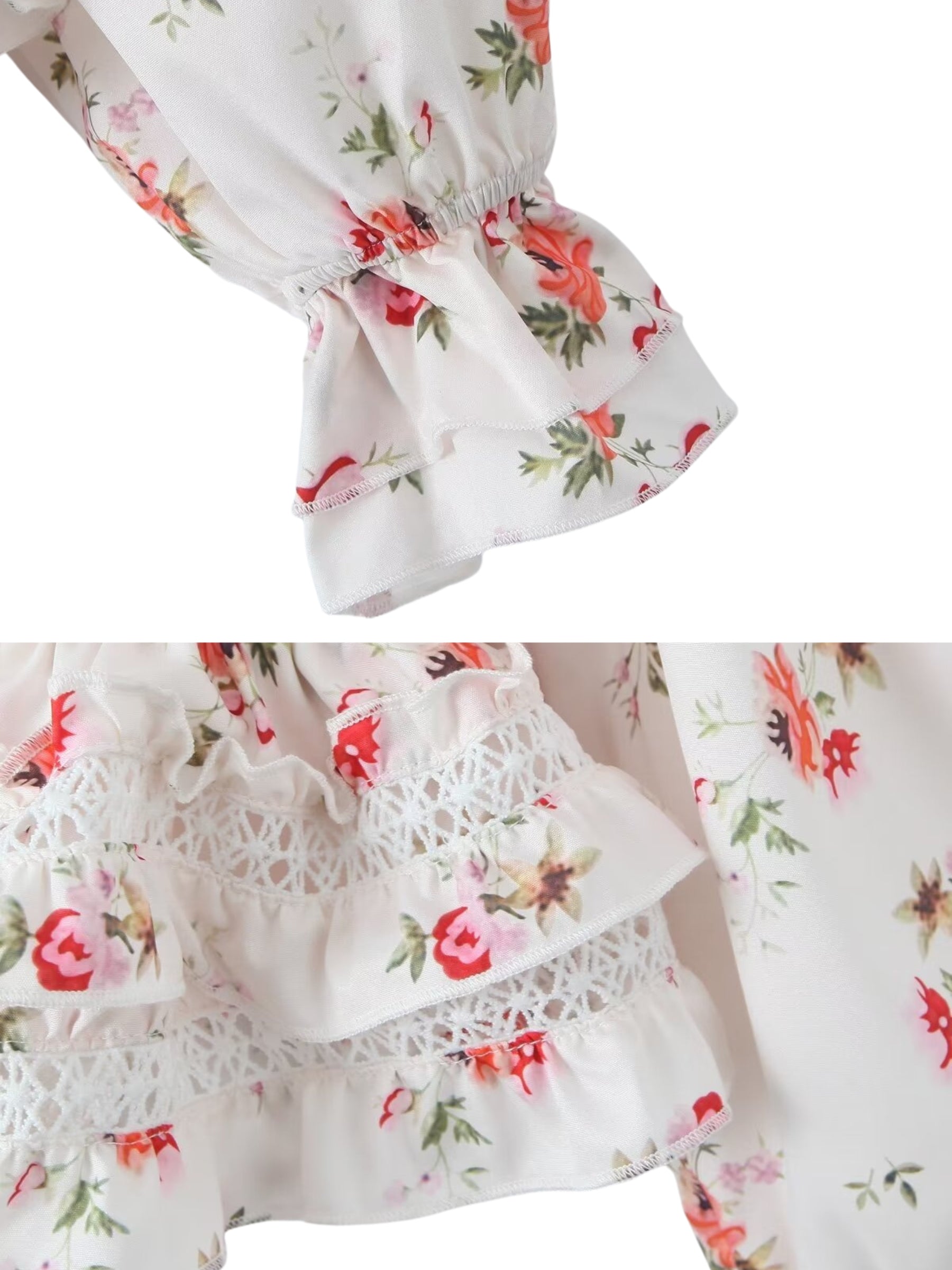 Selin Lace Trim Floral Top