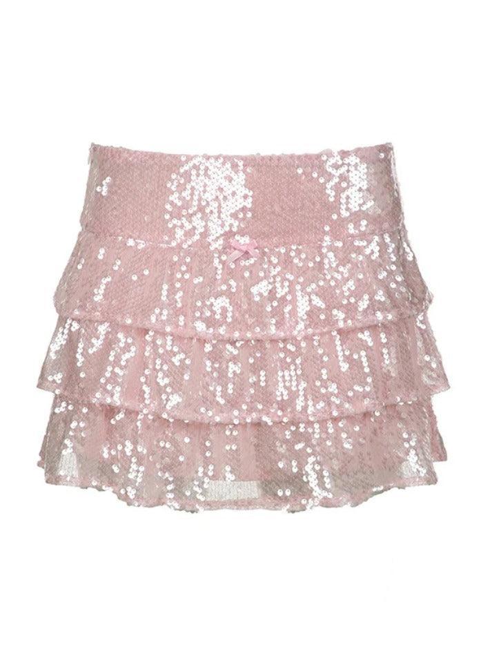 Sequin Tiered Mini Skirt
