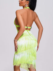 Bandage Fluorescent Green  Strapless Backless Dress