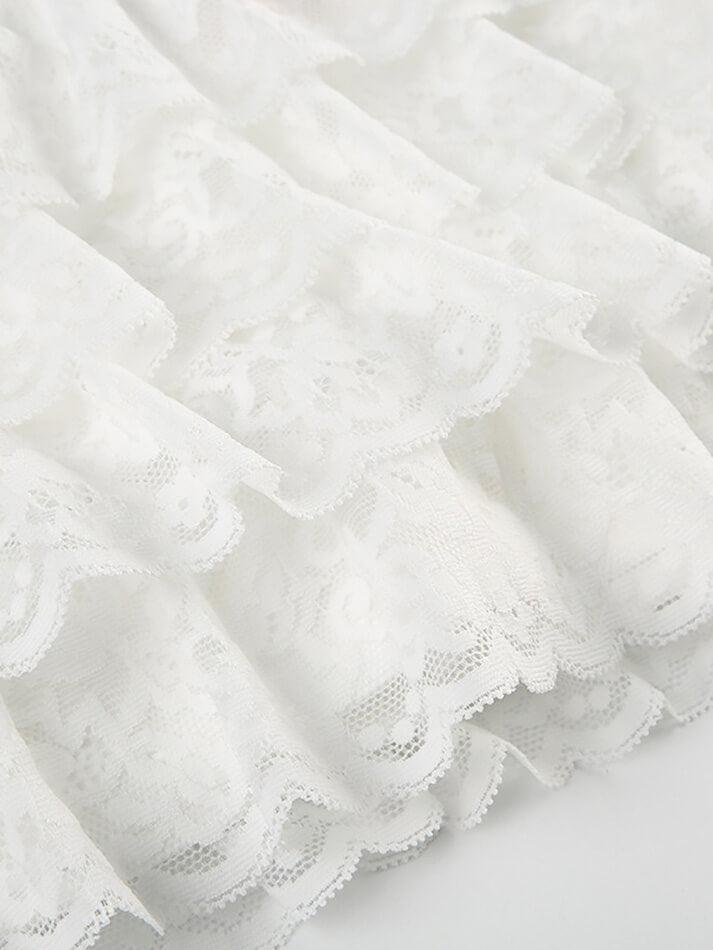 Bow Lace Patchwork Color Clash Skirt