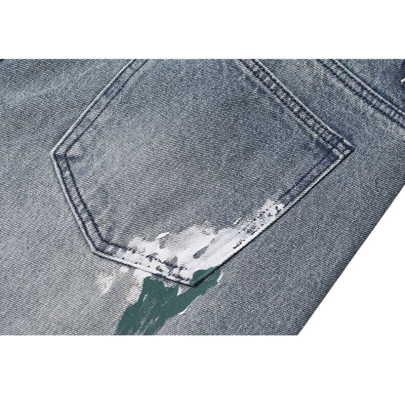 Splatter Ink Color Contrast Washed Jeans