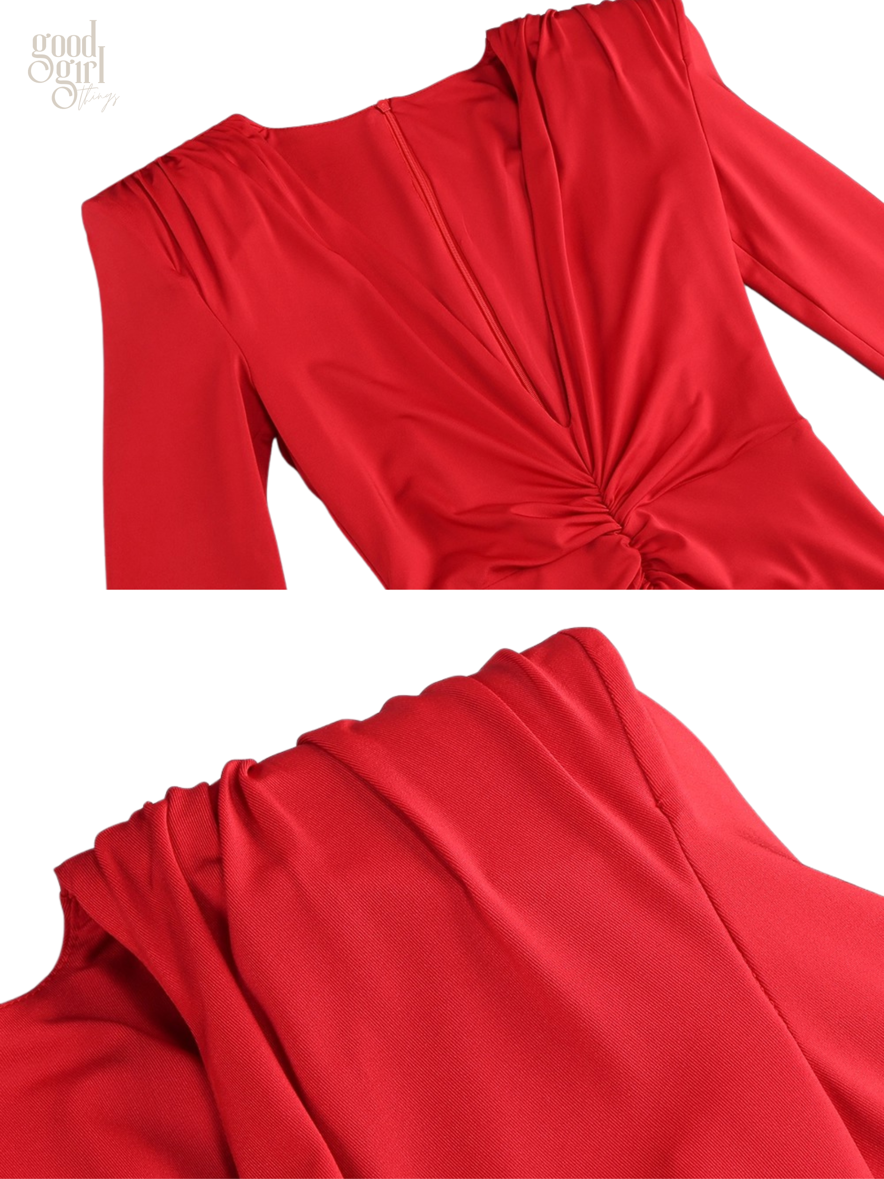 Mya Long Sleeve Ruched Maxi Gown
