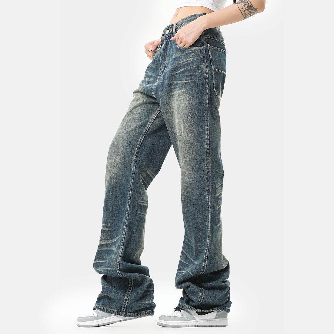 Vintage Straight Distress Jeans