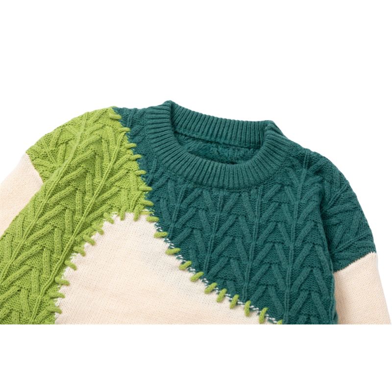 Irregular Color Contrast Twist Design Sweater