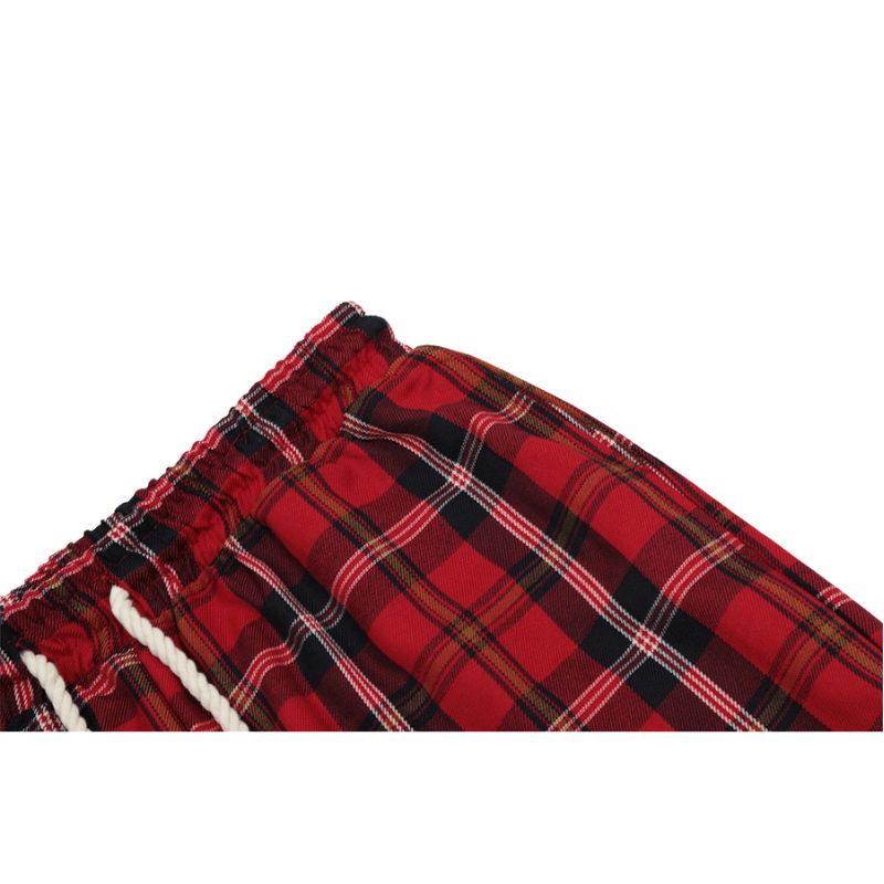 Drawstring Plaid Casual Pants