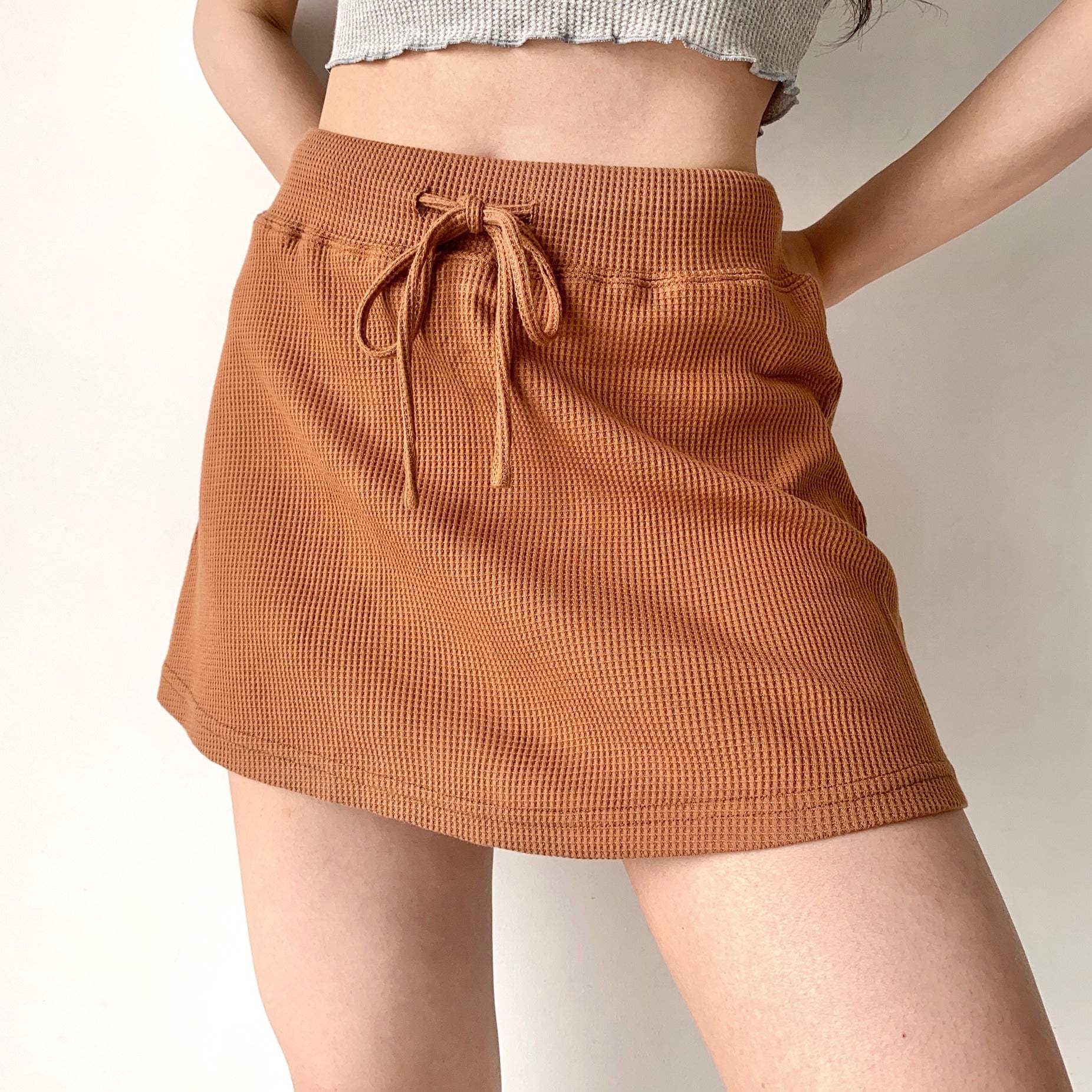 Waffle Drawstring Skirt