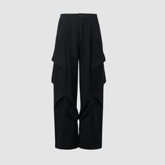 Side Pocket Patch Pleated Cargo Pants