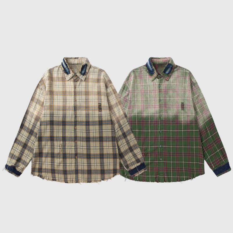 Vintage Gradient Plaid Shirts