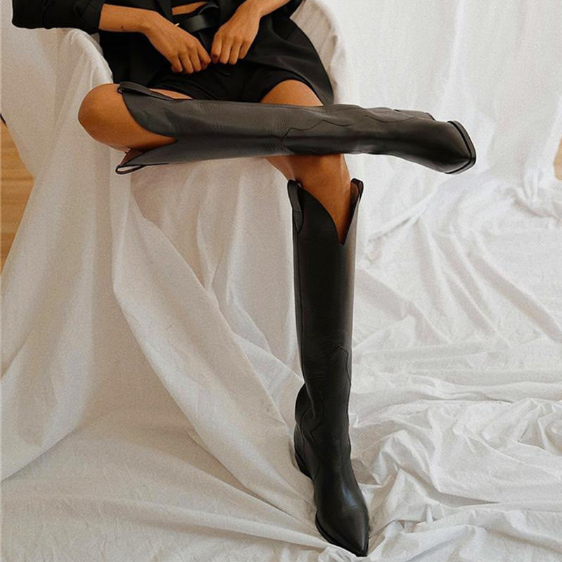 Black Knee High Cowboy Boots
