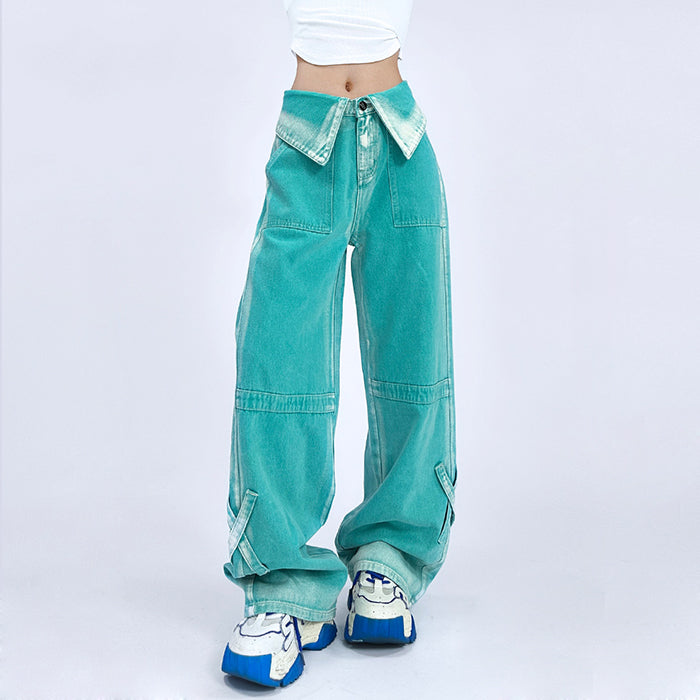 90's Kids Collar Wide Leg Jeans