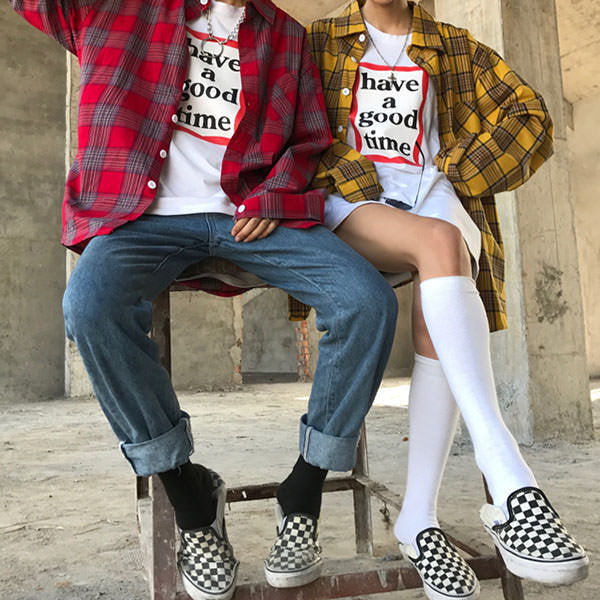 90s Kids Shirt in Plaid Check