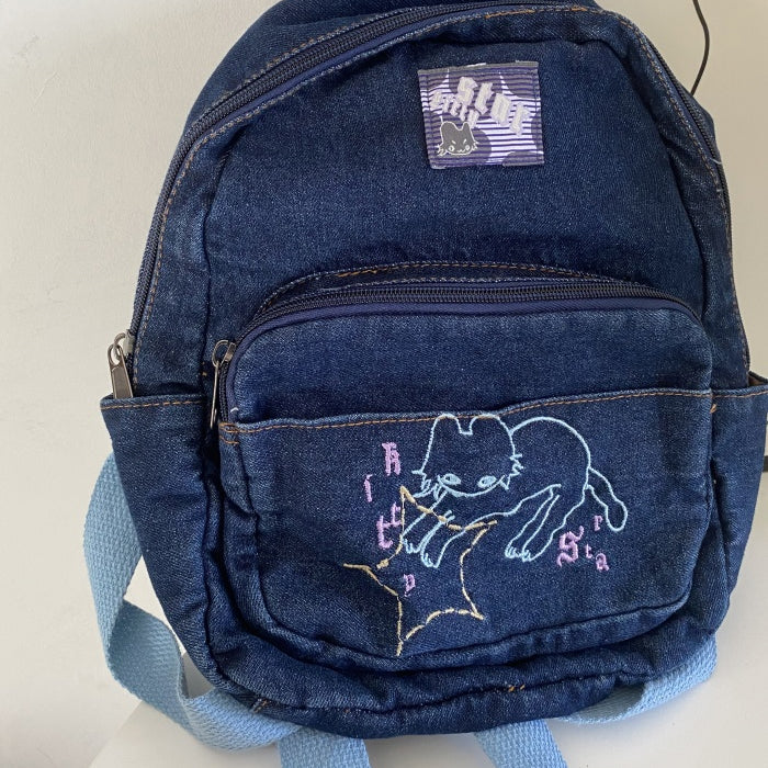 90's Aesthetic Denim Backpack