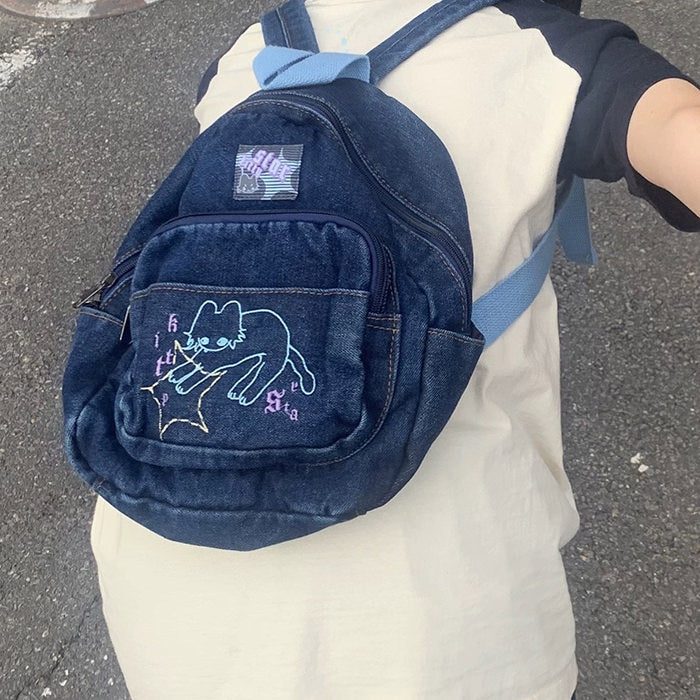 90's Aesthetic Denim Backpack