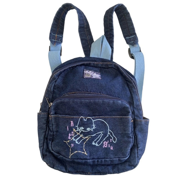 90's Aesthetic Denim Backpack