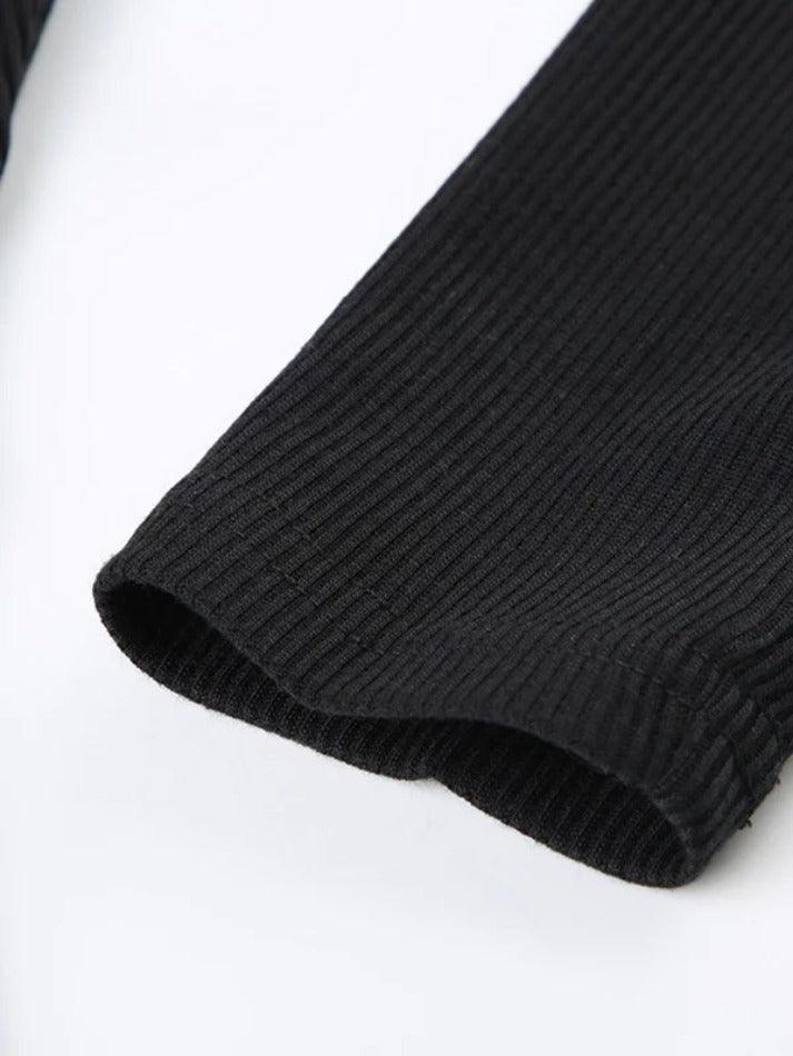 Solid Notch Neck Slim Long Sleeve Knit