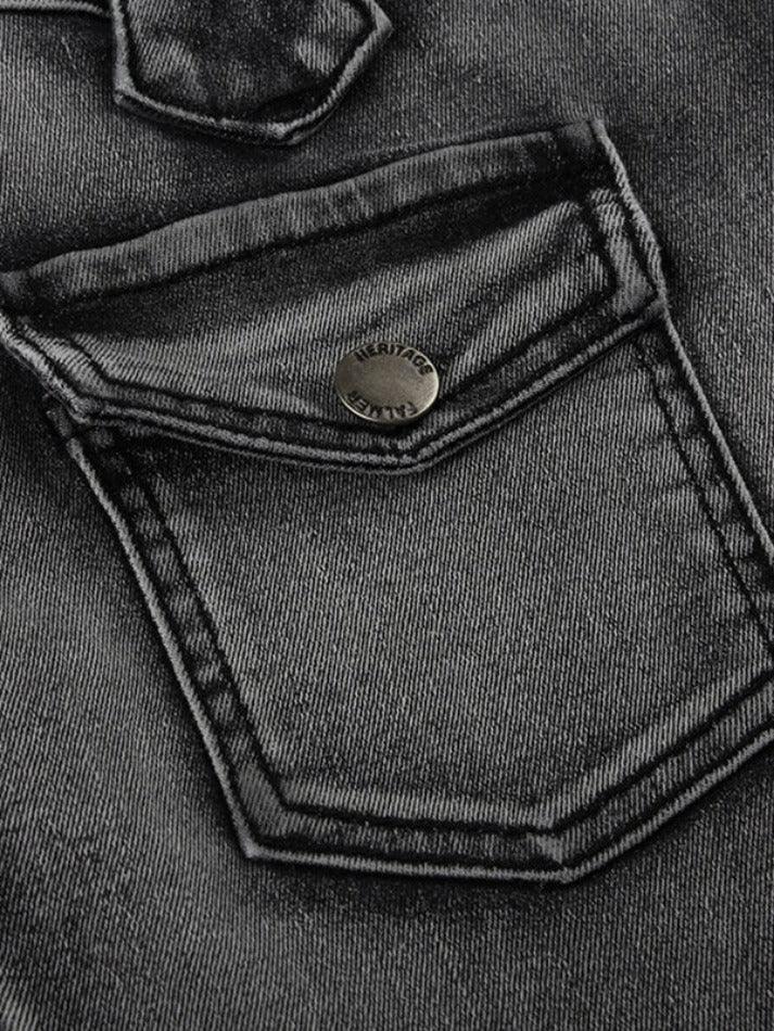 Vintage Distressed Dual Pocket Low Rise Flare Jeans