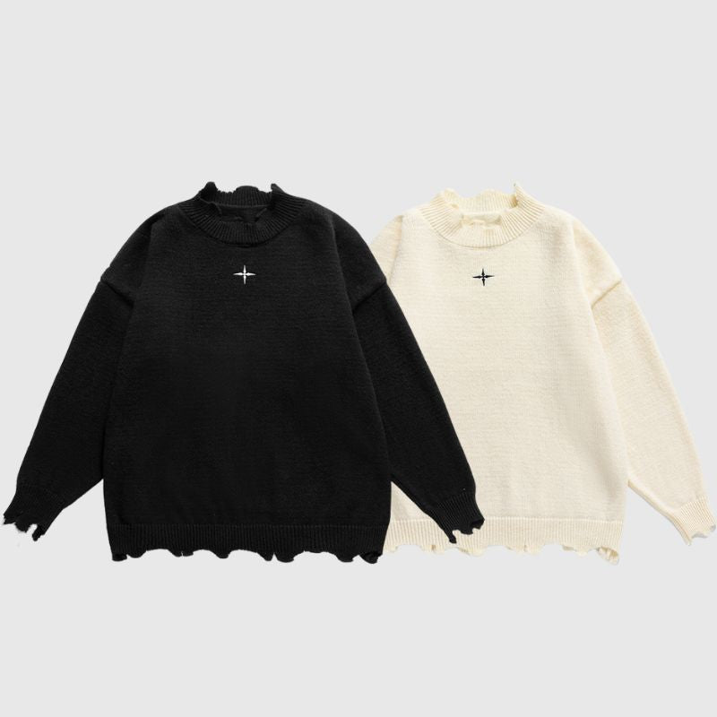 Irregular Raw Edge Knit Pullover