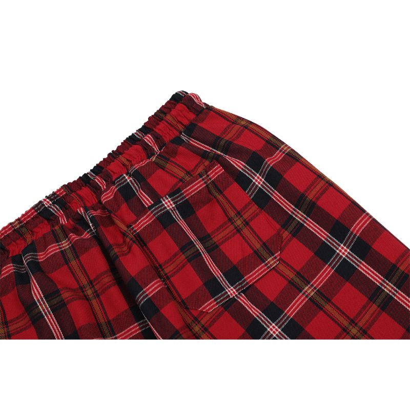 Drawstring Plaid Casual Pants