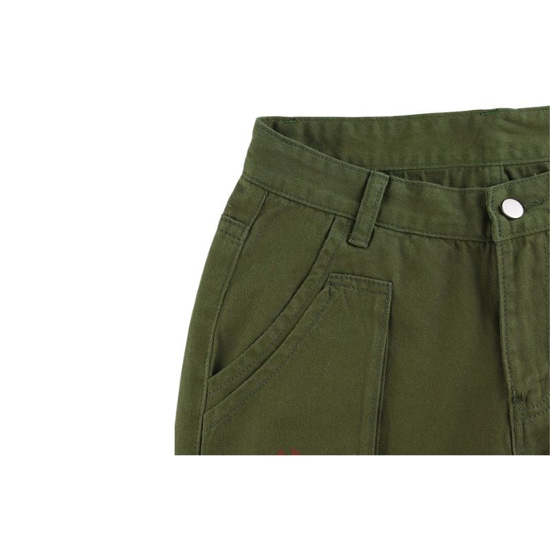 Pocket Patch Painted Design Cargo Pants