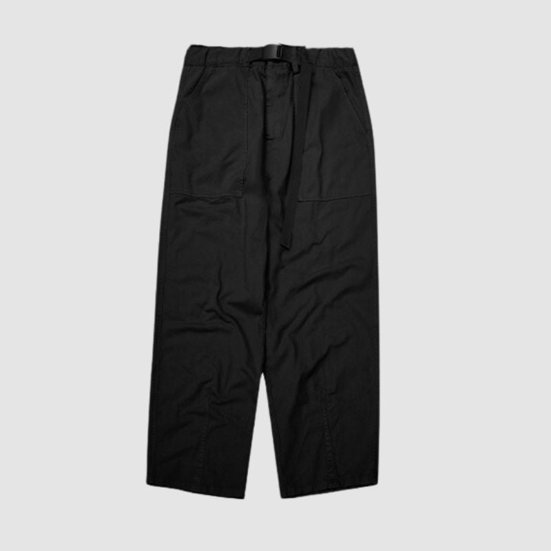 Japanese Style Solid Color Wide Leg Cargo Pants