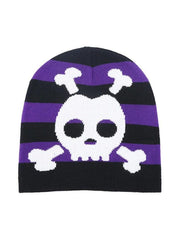 Contrast Color Skull Print Beanie Hat