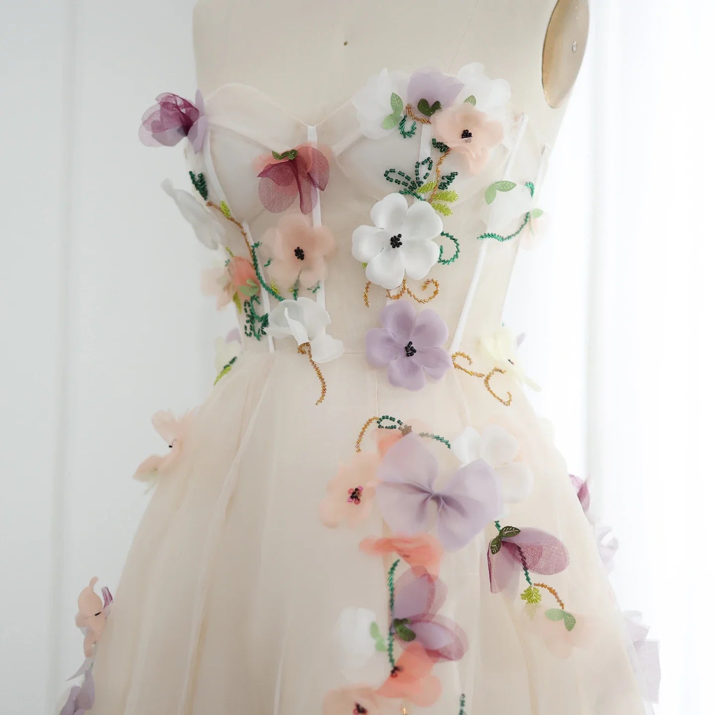 3D Flowers Sweetheart A-line Evening Dresses