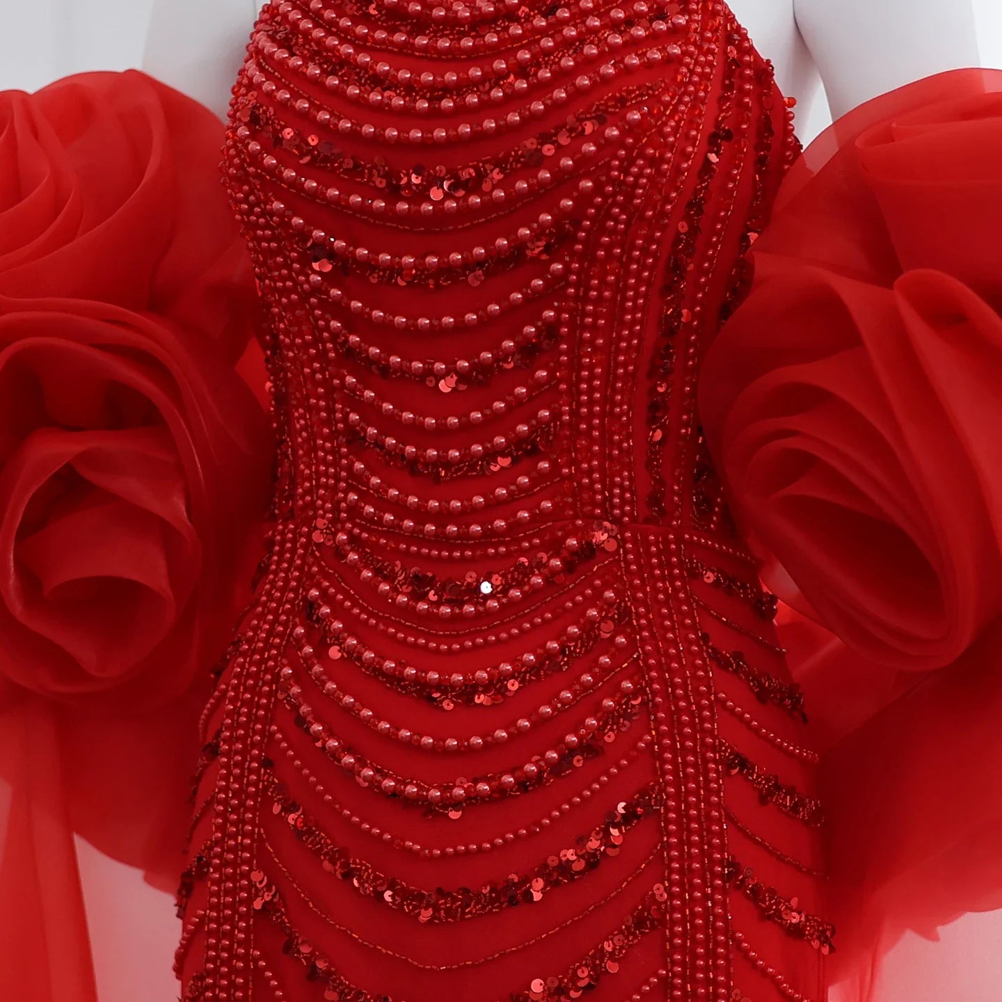 Beaded 3D Flower Wine Red Evening Dress with Cape