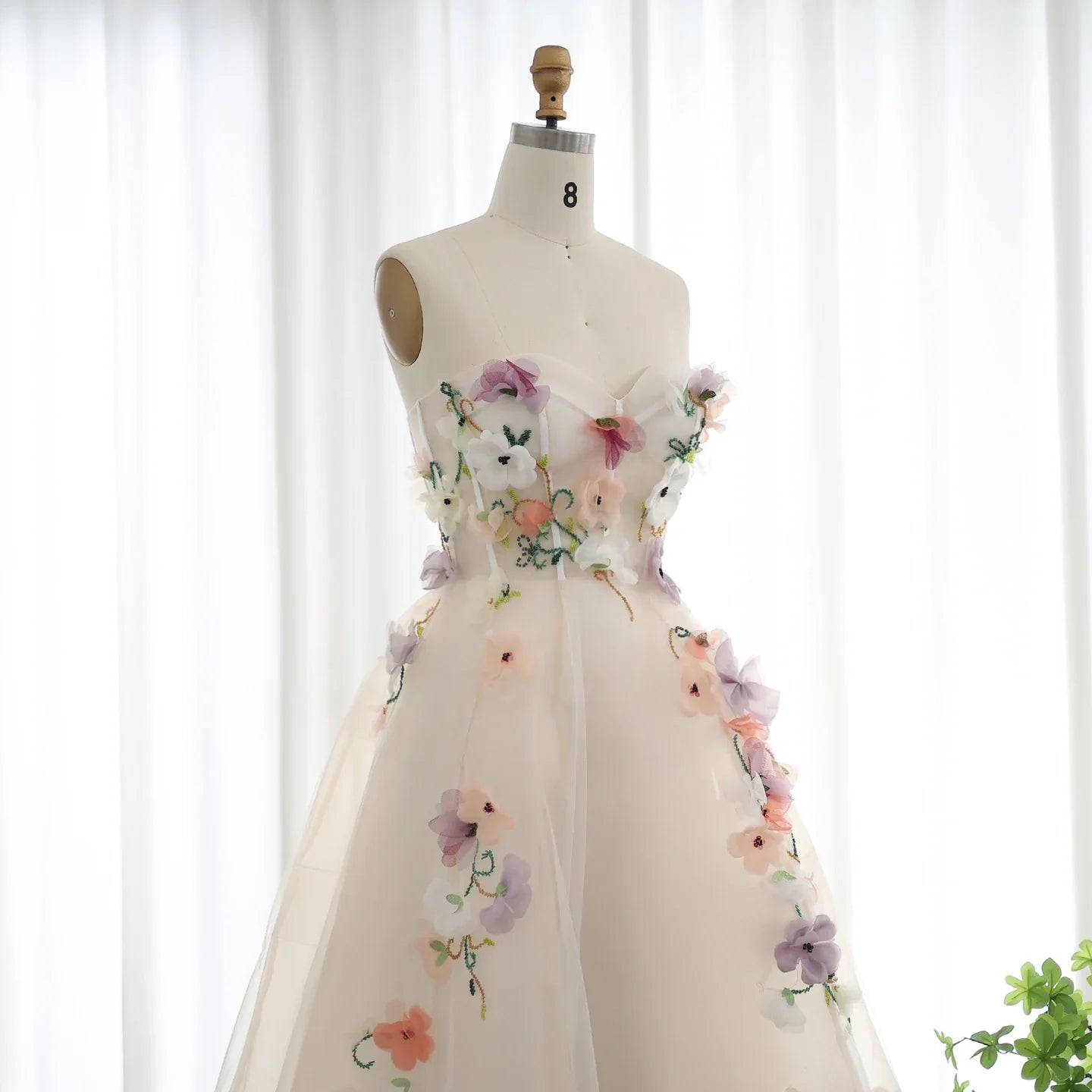 3D Flowers Sweetheart A-line Evening Dresses