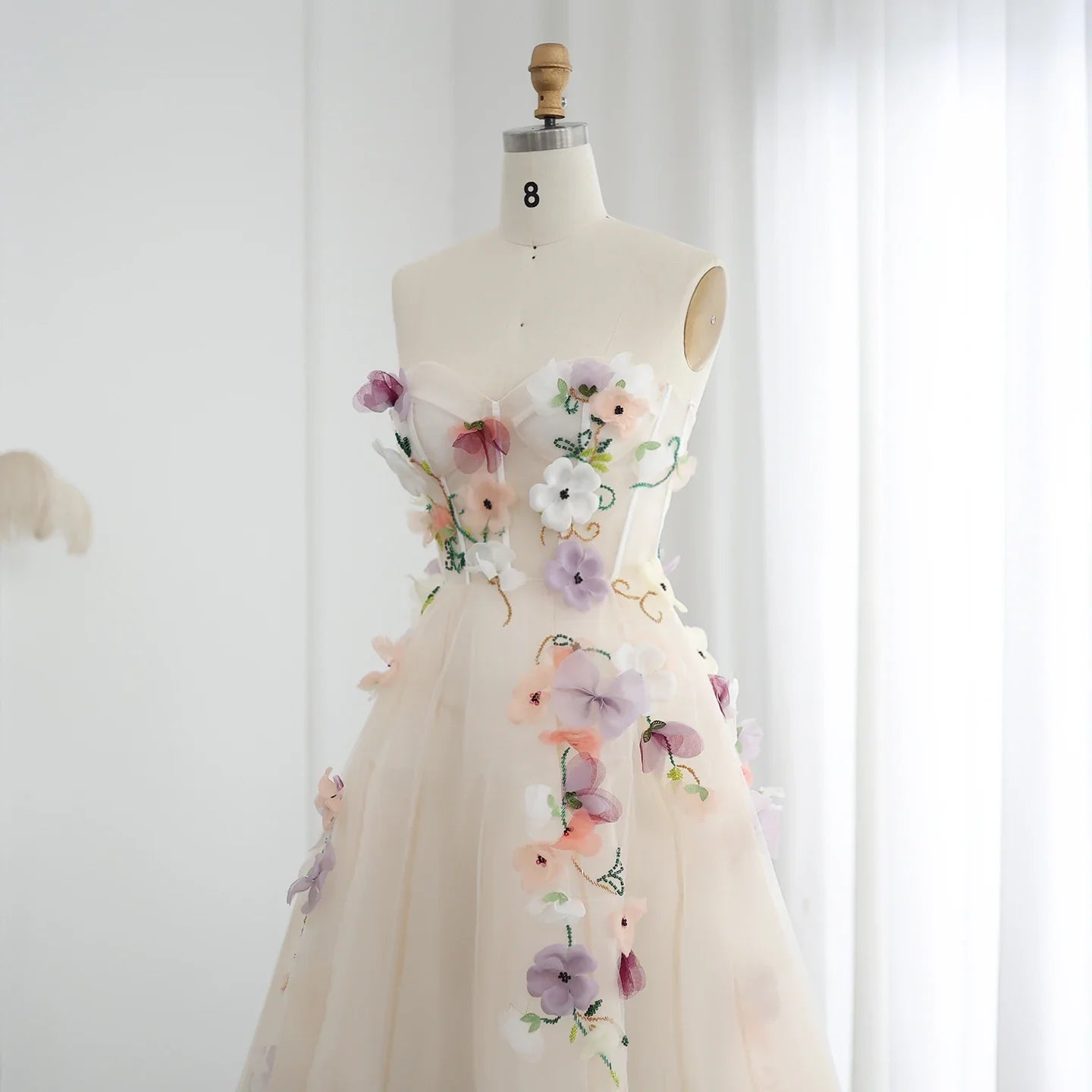 3D Flowers Sweetheart A-line Evening Dresses