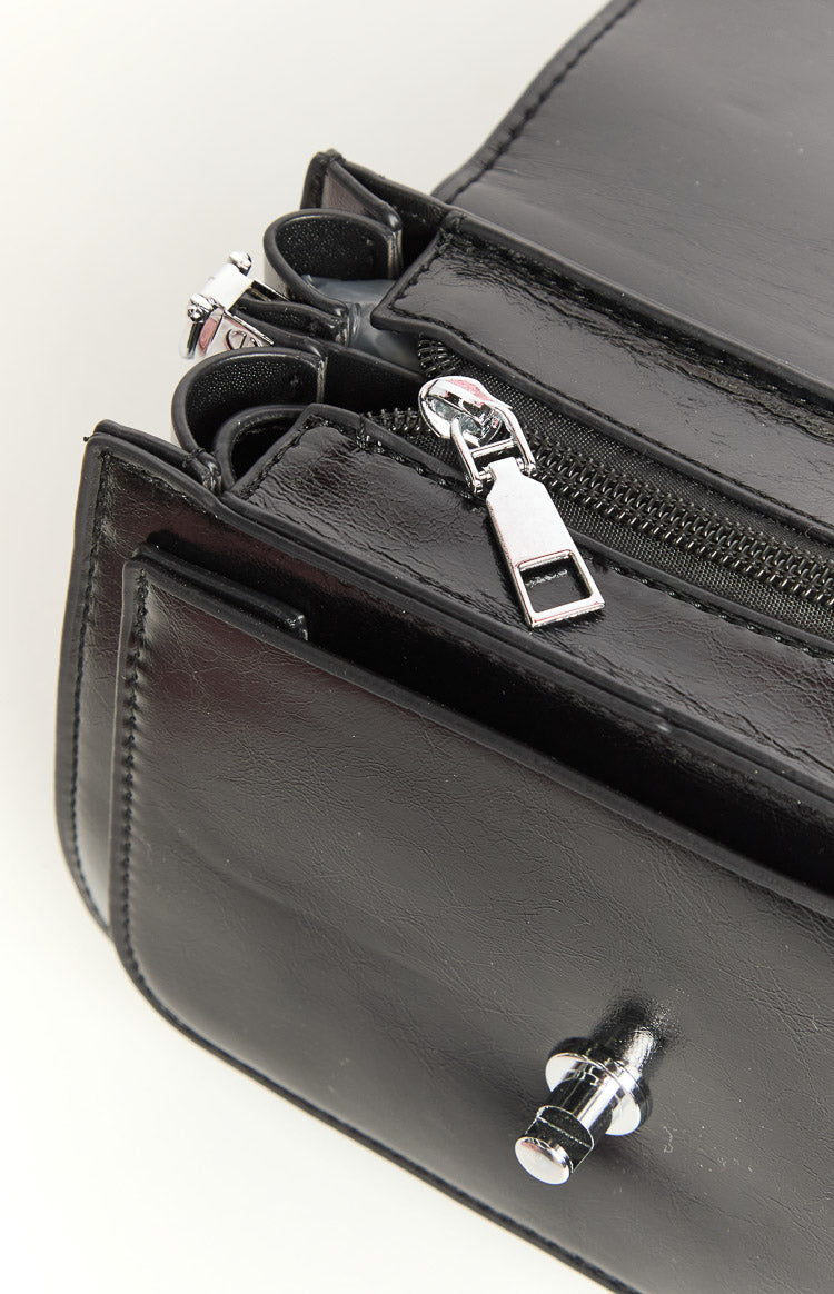 Aries Black PU Crossbody Bag