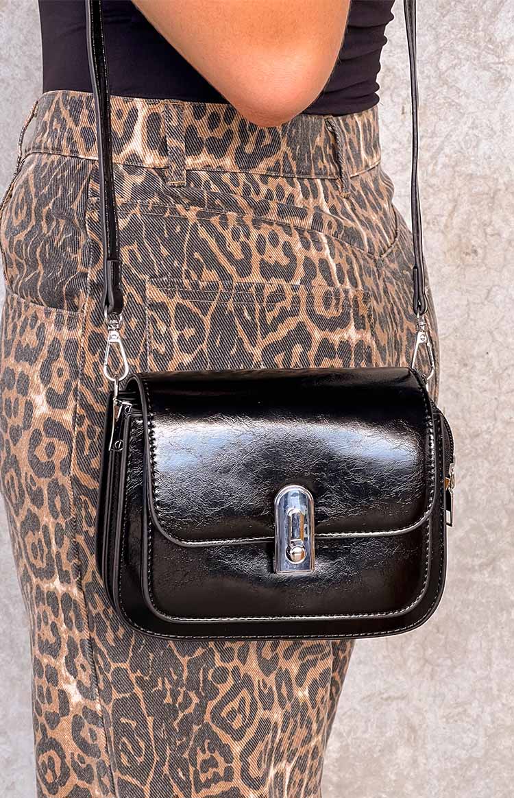 Aries Black PU Crossbody Bag