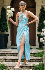 Amia Blue Maxi Formal Dress