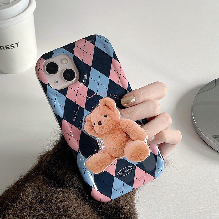 Argyle Bear PopSocket iPhone Case