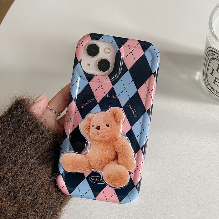 Argyle Bear PopSocket iPhone Case