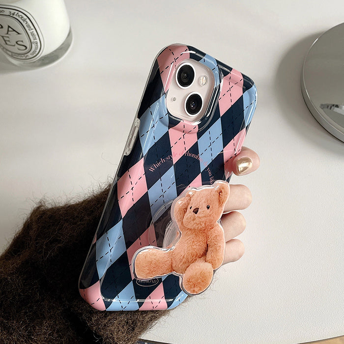 Argyle Bear PopSocket iPhone Case