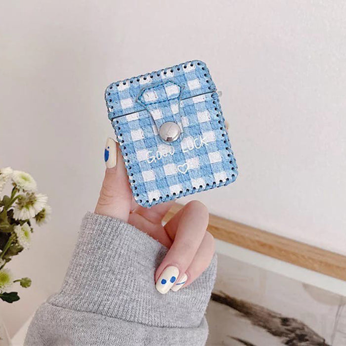 Baby Blue Plaid AirPods Case