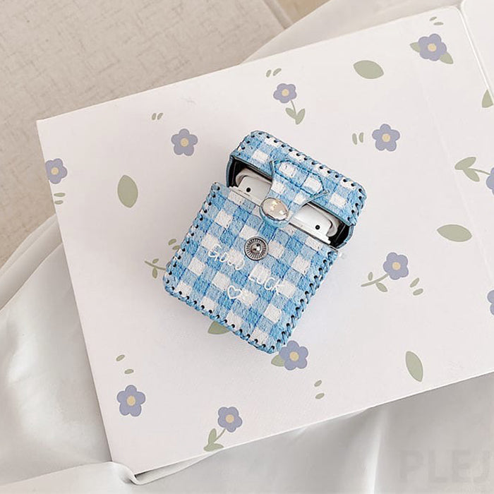 Baby Blue Plaid AirPods Case