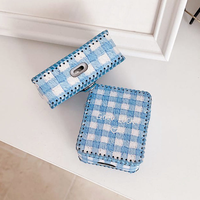 Baby Blue Plaid AirPods Case