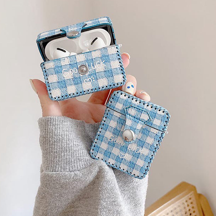 Baby Blue Plaid AirPods Case