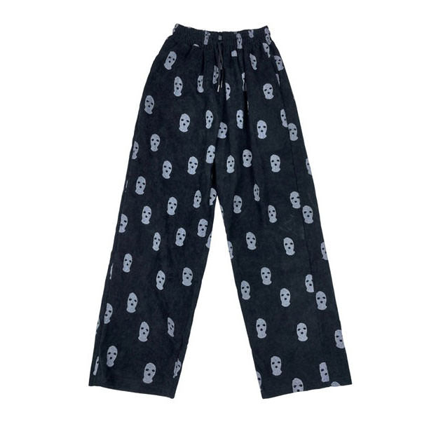 Balaclava Print Wide Leg Pants