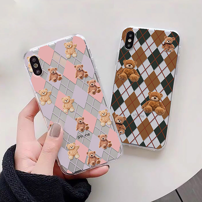 Bear Argyle Pattern iPhone Case