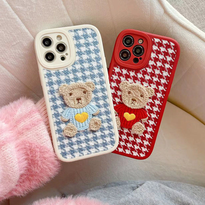 Bear Embroidered iPhone Case