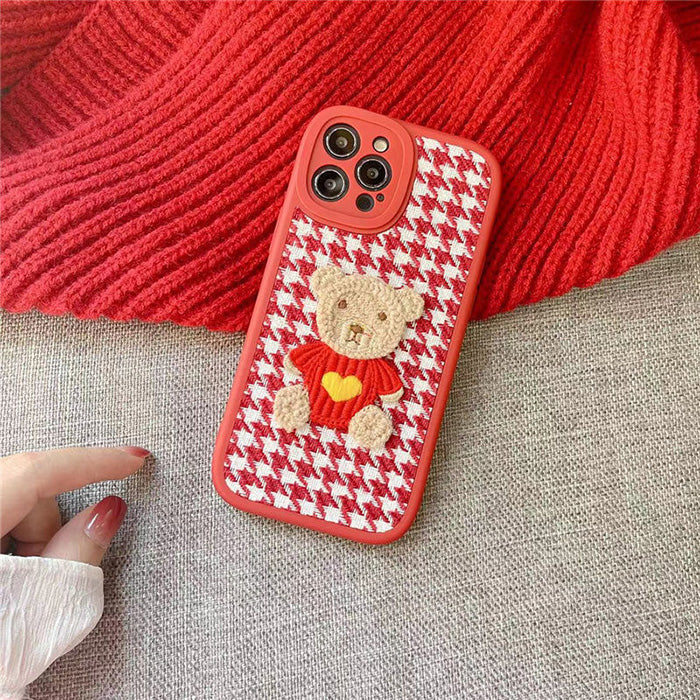 Bear Embroidered iPhone Case