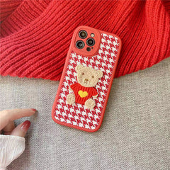 Bear Embroidered iPhone Case